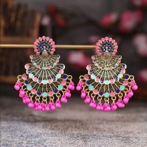 Peacock Decor Drop Earrings